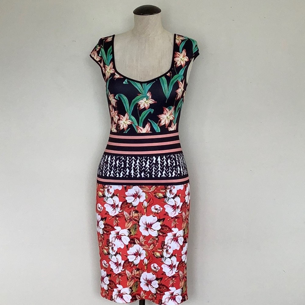 Clover canyon fitted floral midi dress